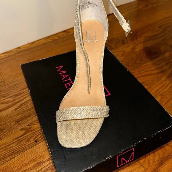 Material Girl Champagne Strappy Heels - Picture 6 of 7